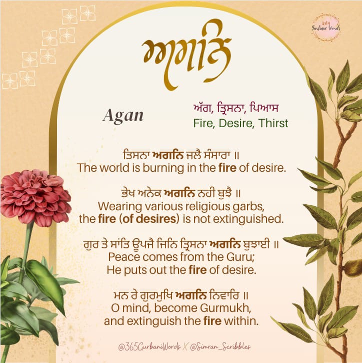 ਅਗਨਿ — card from the original 365 Gurbani Words series