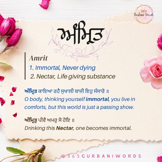 ਅੰਮ੍ਰਿਤ — card from the original 365 Gurbani Words series