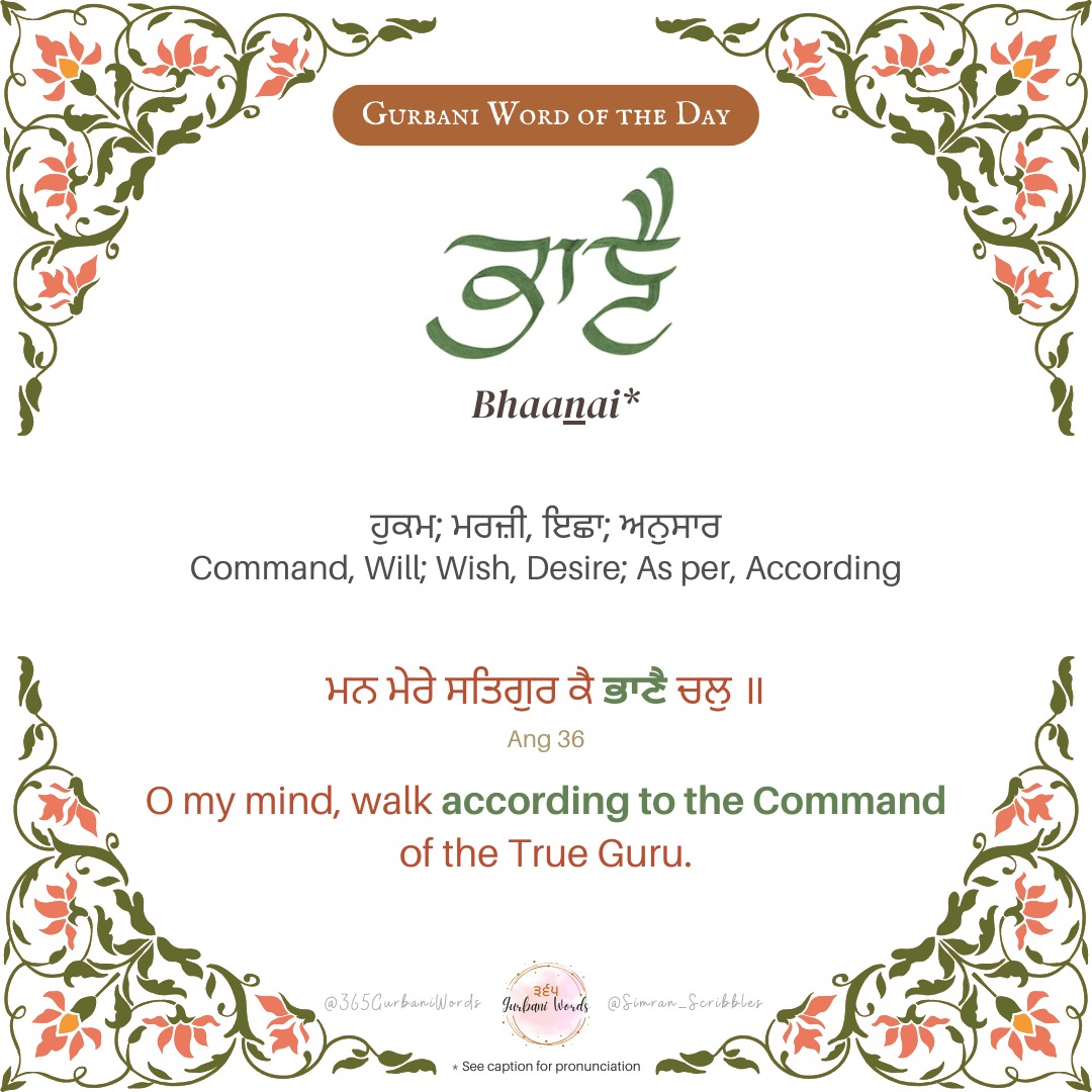 ਭਾਣੈ — card from the original 365 Gurbani Words series