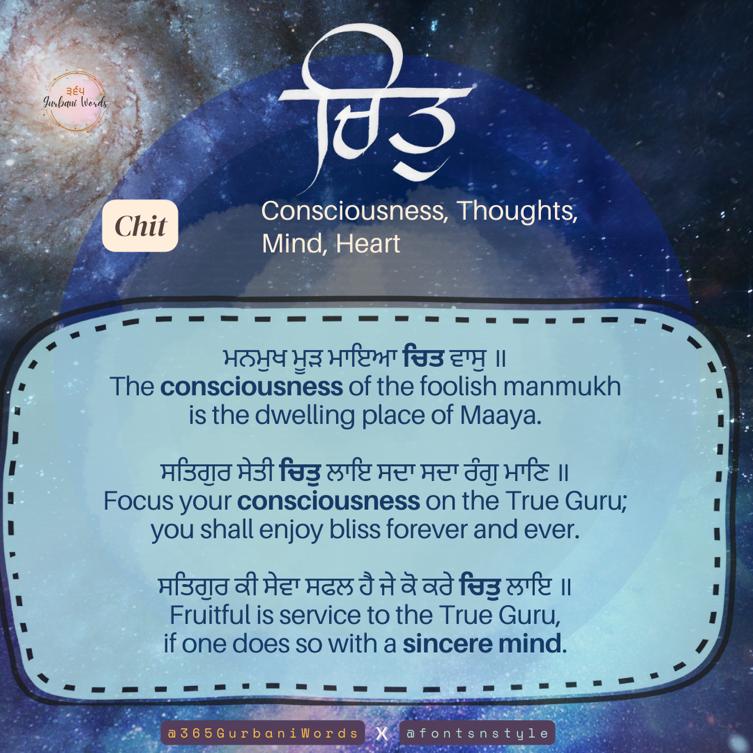 ਚਿਤੁ — card from the original 365 Gurbani Words series