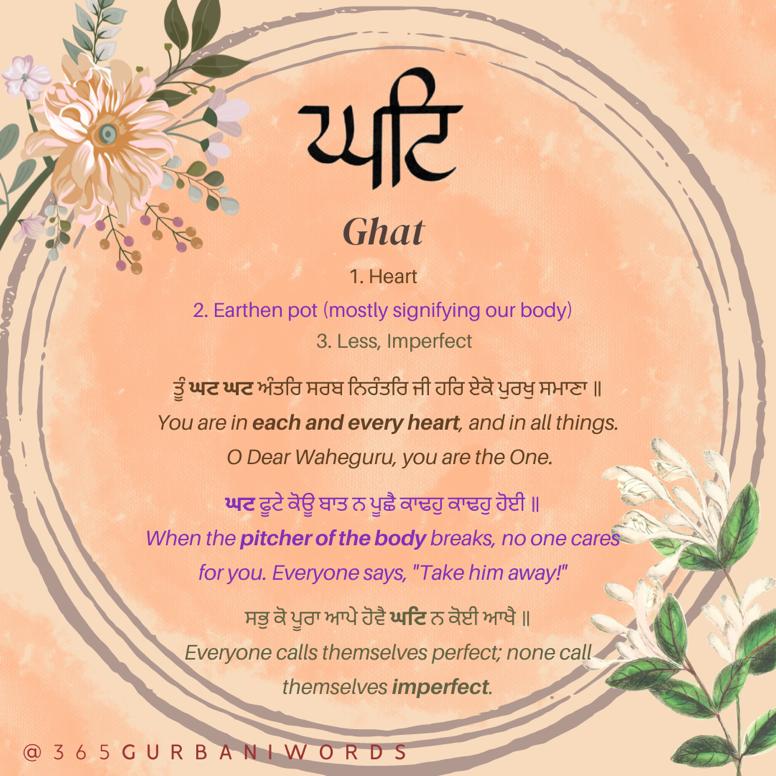 ਘਟਿ — card from the original 365 Gurbani Words series