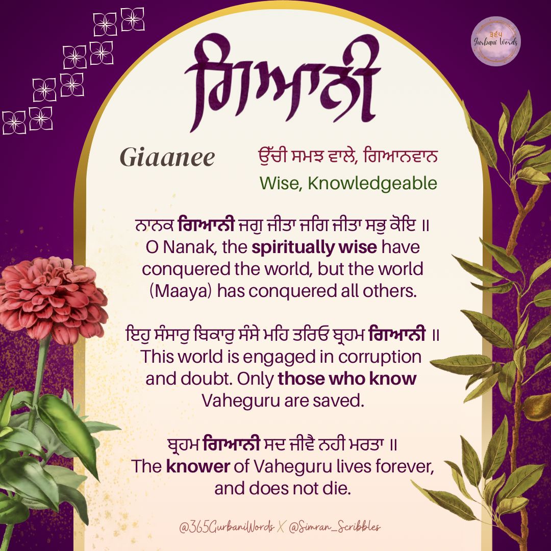 ਗਿਆਨੀ — card from the original 365 Gurbani Words series