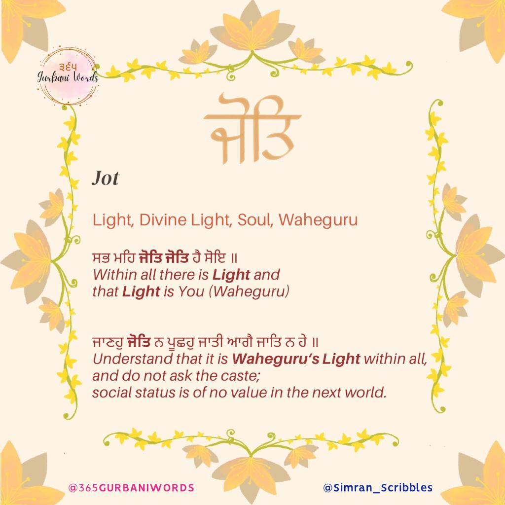 ਜੋਤਿ — card from the original 365 Gurbani Words series