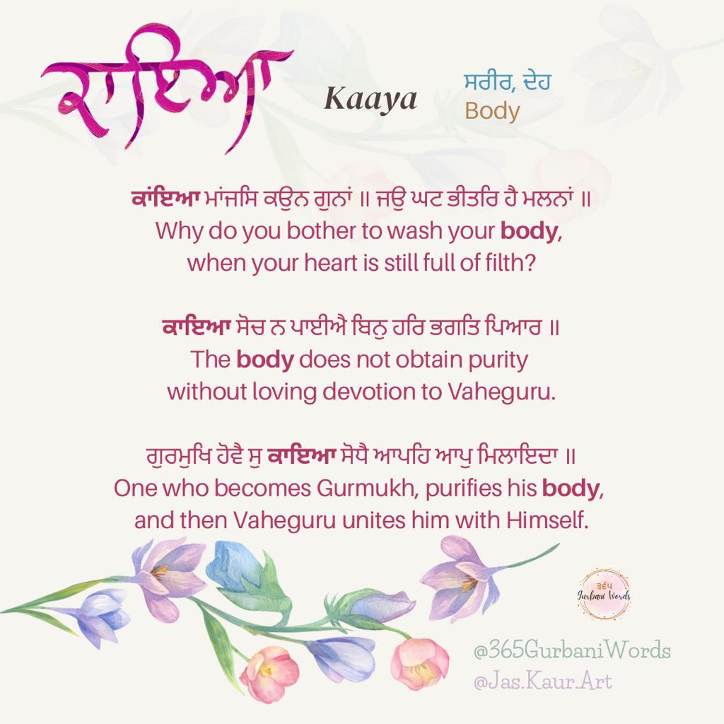 ਕਾਇਆ — card from the original 365 Gurbani Words series