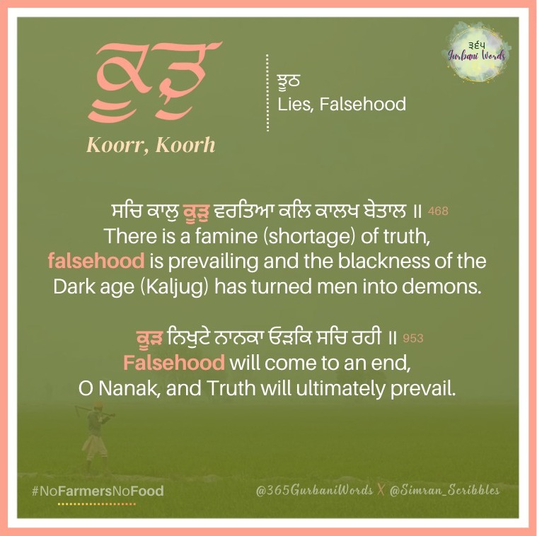 ਕੂੜੁ — card from the original 365 Gurbani Words series