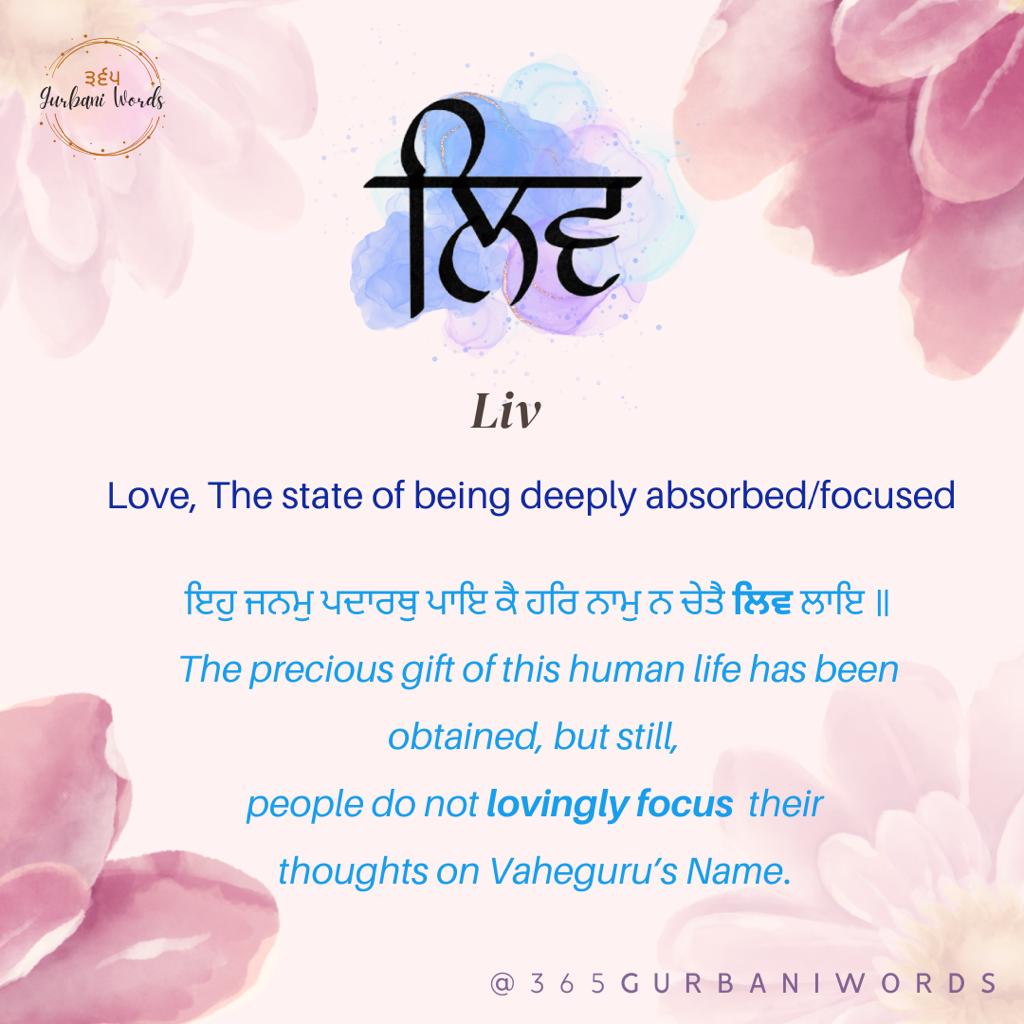 ਲਿਵ — card from the original 365 Gurbani Words series