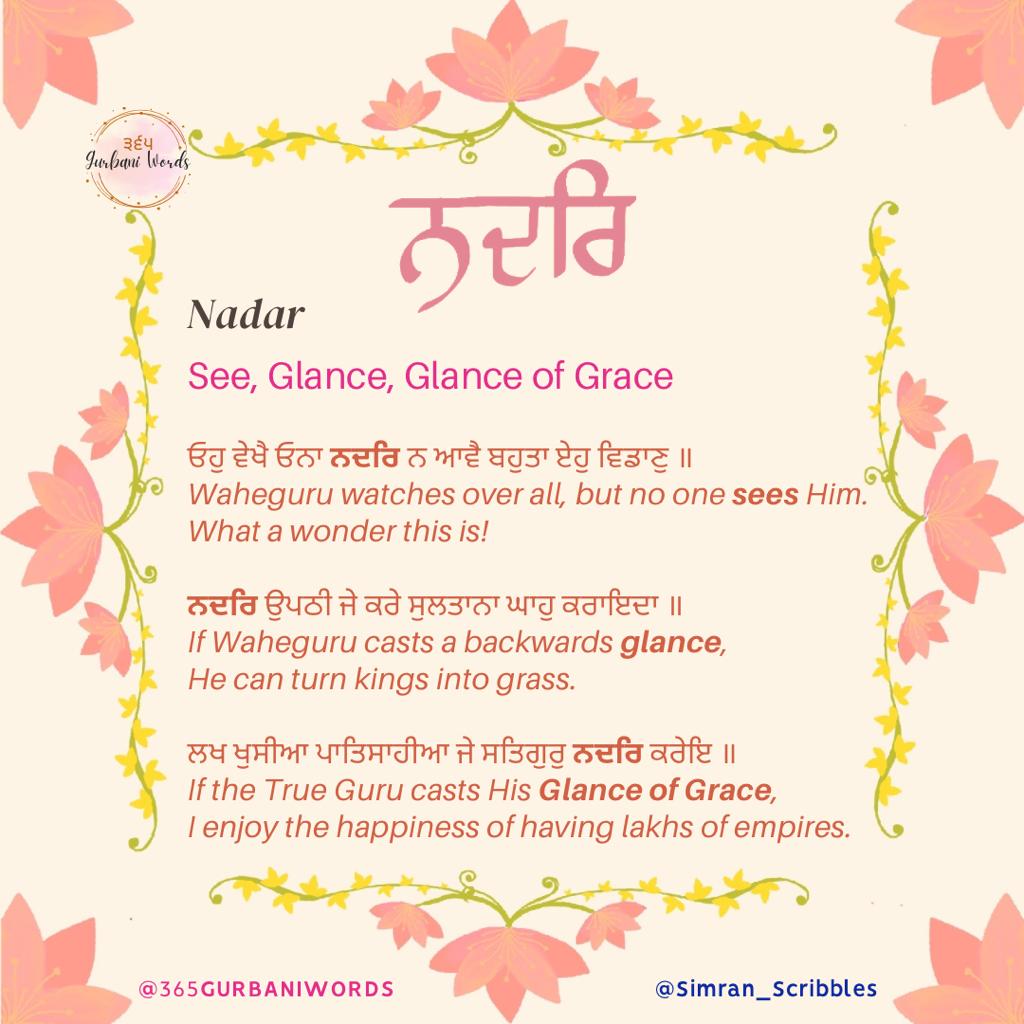 ਨਦਰਿ — card from the original 365 Gurbani Words series