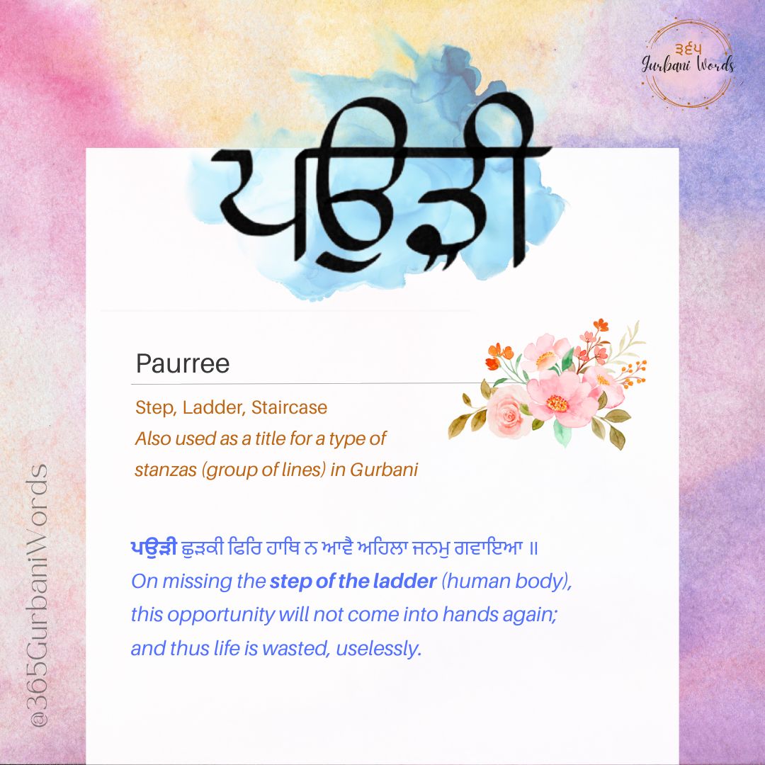 ਪਉੜੀ — card from the original 365 Gurbani Words series