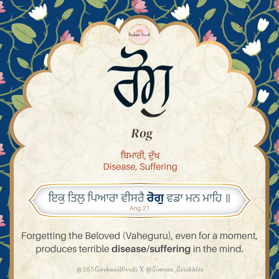 ਰੋਗੁ — card from the original 365 Gurbani Words series