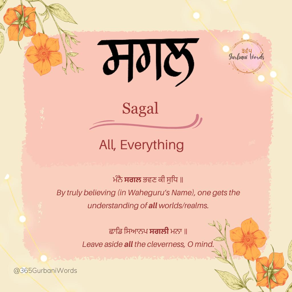 ਸਗਲ — card from the original 365 Gurbani Words series