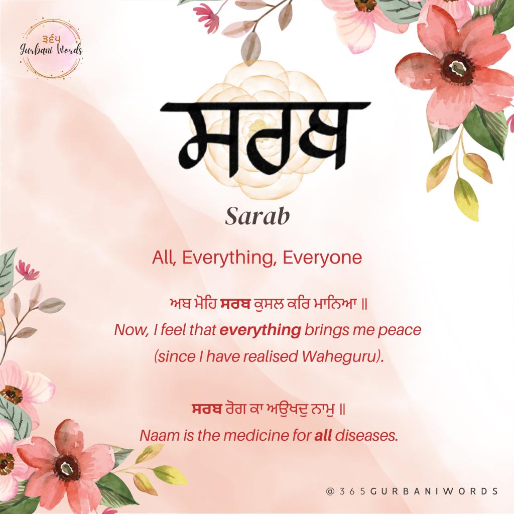 ਸਰਬ — card from the original 365 Gurbani Words series