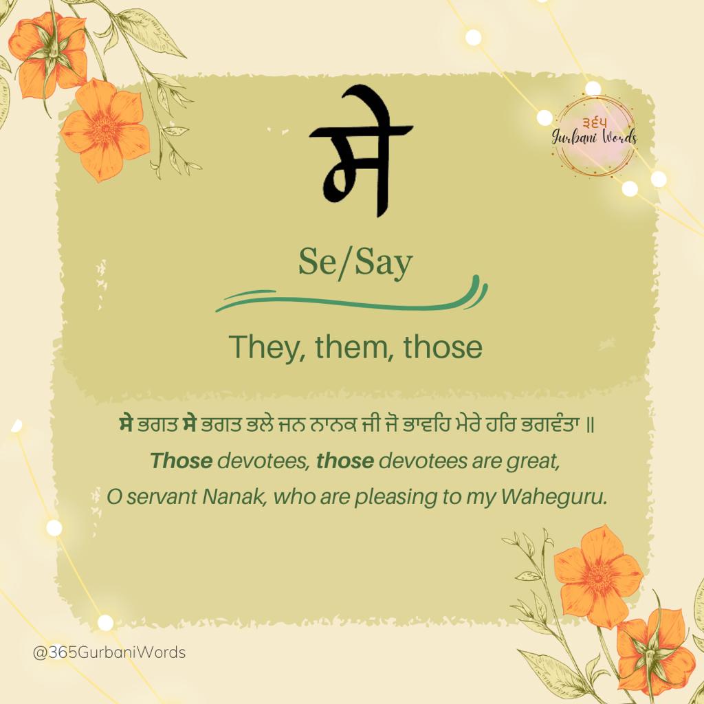 ਸੇ — card from the original 365 Gurbani Words series
