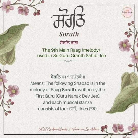 ਸੋਰਠਿ — card from the original 365 Gurbani Words series