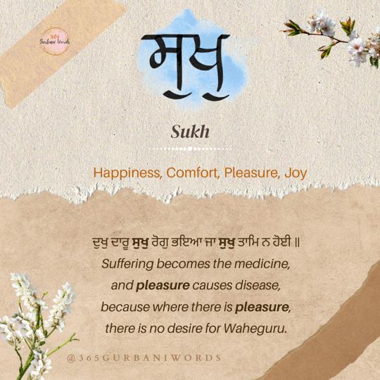 ਸੁਖੁ — card from the original 365 Gurbani Words series