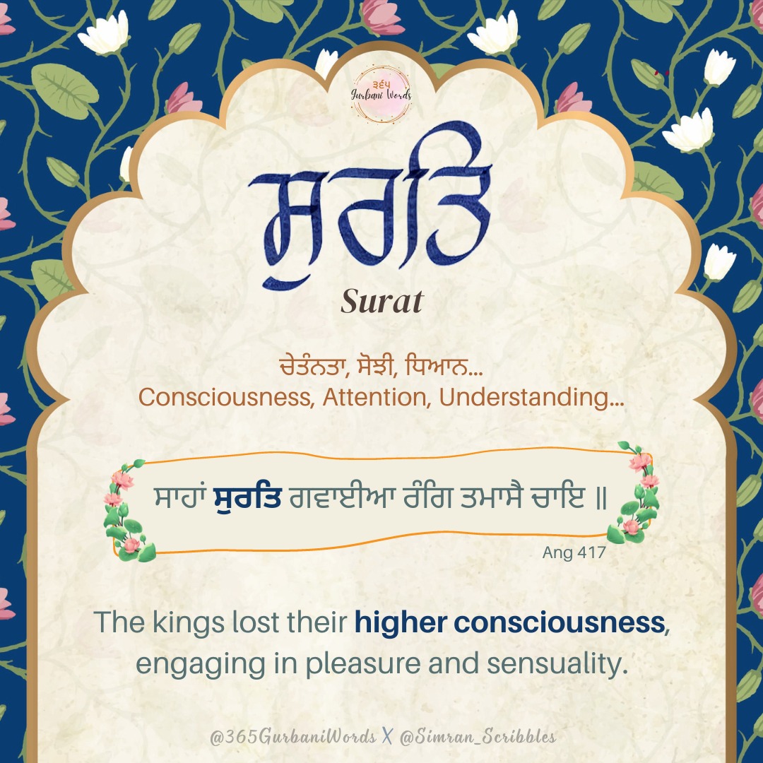 ਸੁਰਤਿ — card from the original 365 Gurbani Words series