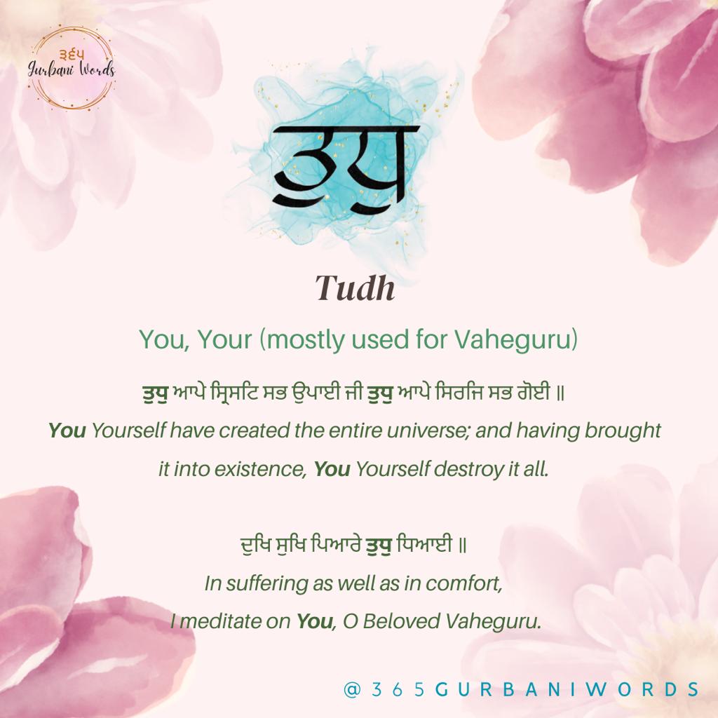 ਤੁਧੁ — card from the original 365 Gurbani Words series